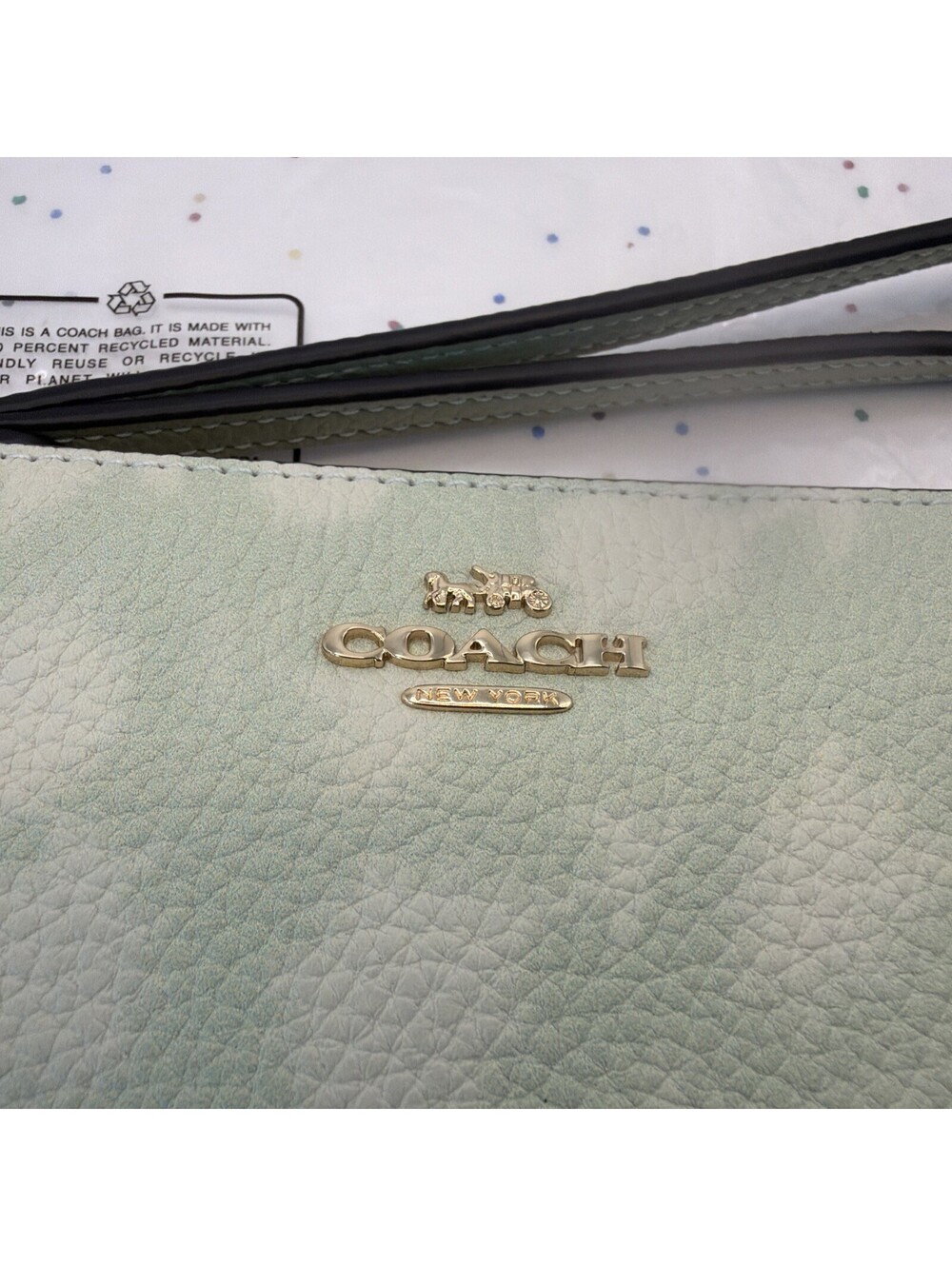 NWT Coach Corner Zip Wristlet CEF79 Pale Green Floral Print Leather Wallet - Picture 8 of 8
